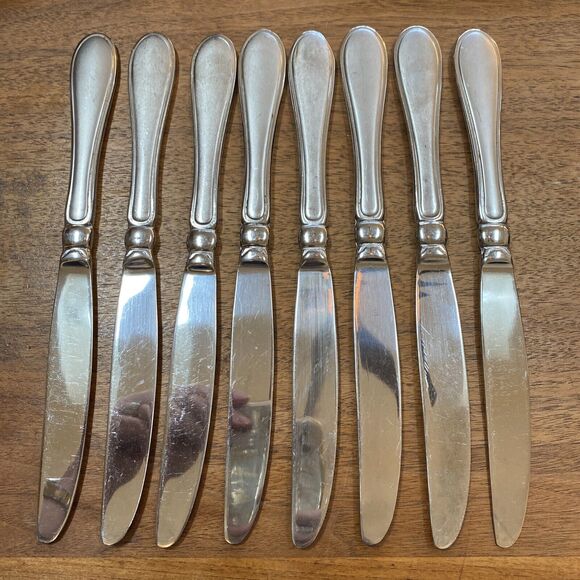 Cambridge Stainless Steel Dinner Knife (8) Evanston Pattern Frosted Outline Edge - Picture 6 of 7